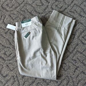 Lauren Ralph Lauren Dark Tan Flat Front Pants